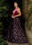 Ashley Lauren - 1296 Velvet Deep Halter Brocade Ballgown in Purple and Multi-Color