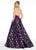 Ashley Lauren - 1296 Velvet Deep Halter Brocade Ballgown in Purple and Multi-Color