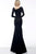 Jovani - 68663 Asymmetrical Long Sleeves Trumpet Dress In Black
