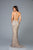 Scala - 48936 Bead Embellished Scoop Sheath Gown In Gray and Silver