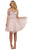 May Queen - MQ1575 Cold Shoulder Crystal Adorned A-Line Party Dress in Pink