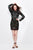 Primavera Couture - Long Sleeve Fitted Short Dress 1301 in Black and Multi-Color