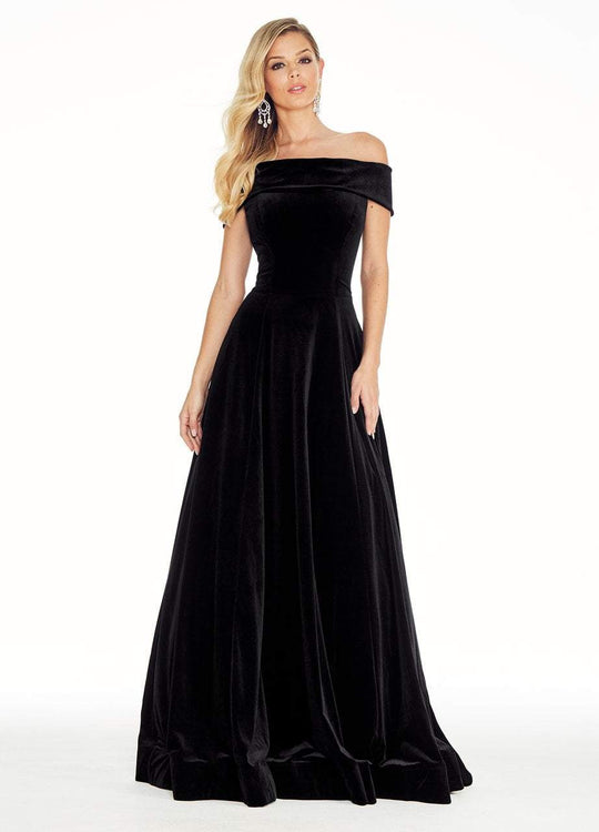 Ashley Lauren - 1301 Off the Shoulder Velvet Ball Gown in Black