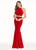 Ashley Lauren - 1302 Beaded Velvet Halter Prom Dress in Red