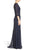 Adrianna Papell - Sequined Quarter Length Long Dress 91919970 in Blue
