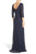 Adrianna Papell - Sequined Quarter Length Long Dress 91919970 in Blue