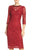 London Times - L2027M Embellished Illusion Lace Dress in Red