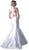 Sleeveless Low V-Neck Satin Trumpet Evening Gown