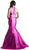 Cinderella Divine - Sleeveless Low V-Neck Satin Trumpet Evening Gown in Pink