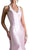 Cinderella Divine - Sleeveless Low V-Neck Satin Trumpet Evening Gown in Pink