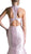 Cinderella Divine - Sleeveless Low V-Neck Satin Trumpet Evening Gown in Pink