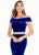 Ashley Lauren - 1303 Off the Shoulder Velvet Evening Dress in Blue