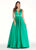 Ashley Lauren - 1304 Crystal Embellished Deep V-neck Ballgown in Green