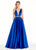 Ashley Lauren - 1304 Crystal Embellished Deep V-neck Ballgown in Blue
