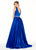 Ashley Lauren - 1304 Crystal Embellished Deep V-neck Ballgown in Blue