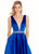 Ashley Lauren - 1304 Crystal Embellished Deep V-neck Ballgown in Blue