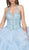 Dancing Queen - 1305 Embellished Halter V-neck Layered Ballgown in Blue