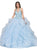 Dancing Queen - 1305 Embellished Halter V-neck Layered Ballgown in Blue