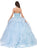 Dancing Queen - 1305 Embellished Halter V-neck Layered Ballgown in Blue