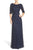 Adrianna Papell - Sequined Quarter Length Long Dress 91919970 in Blue