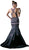 Cinderella Divine - 13118 Beaded High Halter Satin Mermaid Gown In Black and Pink