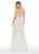 Ashley Lauren - 1311 Embroidered Plunging V-neck Organza A-line Dress in White