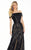 Ashley Lauren - 1312 Off Shoulder Fitted Embroidered Tulle Gown in Black