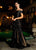 Ashley Lauren - 1312 Off Shoulder Fitted Embroidered Tulle Gown in Black