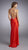 La Femme - Sleek Long Dress with Sparkling Strap 13186 in Red