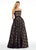 Ashley Lauren - 1322 Embroidered Straight Across Neck Ballgown in Black and Neutral