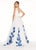 Ashley Lauren - 1323 Embroidered Lace Applique Tulle Ballgown in White and Blue