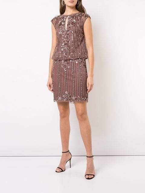 Aidan Mattox - MD1E202853 Embellished Cap Sleeve Sheath Dress In Brown