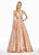 Ashley Lauren - 1329 Sleeveless Beaded Brocade Ballgown In Brown