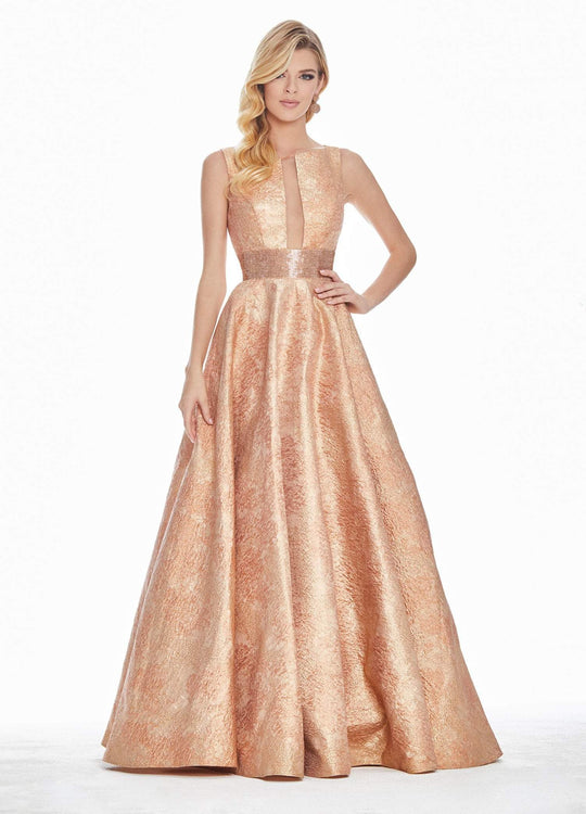 Ashley Lauren - 1329 Sleeveless Beaded Brocade Ballgown In Brown