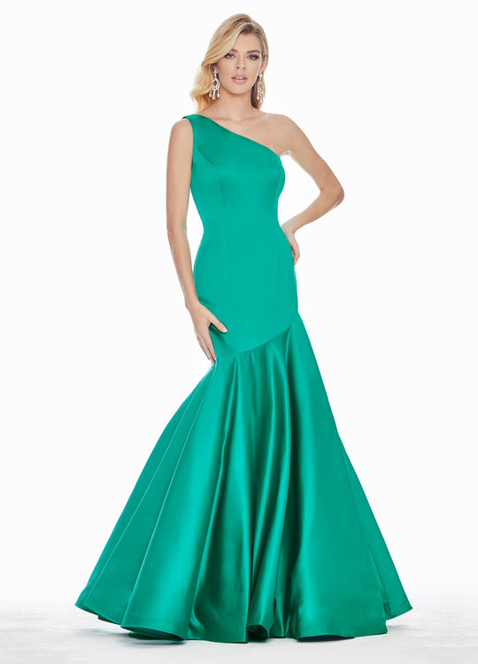 Ashley Lauren - 1330 One Shoulder Satin Mermaid Dress In Green