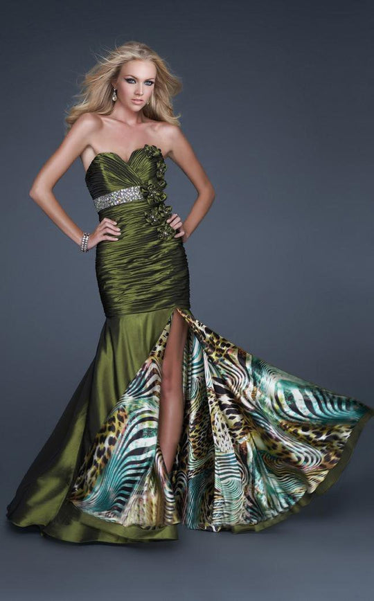 Gigi - 16333 Ruched Sweetheart Mermaid Dress In Green