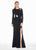 Ashley Lauren - 1331 Crystal Accented Long Sleeve Trumpet Dress In Black