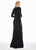 Ashley Lauren - 1331 Crystal Accented Long Sleeve Trumpet Dress In Black