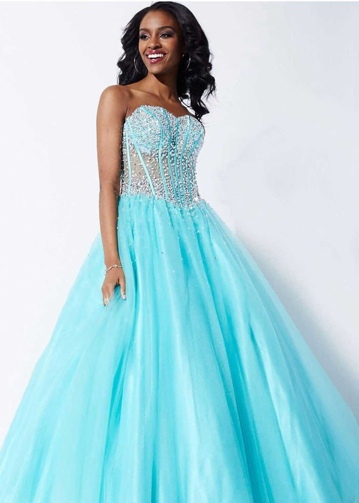 Bedazzled Strapless Sweetheart Corset Style A Line Gown 1332