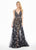 Ashley Lauren - 1332 Crystal Beaded Plunging V-neck A-line Dress In Black and White