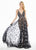 Ashley Lauren - 1332 Crystal Beaded Plunging V-neck A-line Dress In Black and White