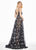 Ashley Lauren - 1332 Crystal Beaded Plunging V-neck A-line Dress In Black and White