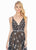 Ashley Lauren - 1332 Crystal Beaded Plunging V-neck A-line Dress In Black and White