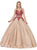 Dancing Queen - 1334 Two Tone Embellished Halter Ballgown In Gold and Red