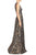 Aidan Mattox - Printed Jacquard Long Dress MD1E200300 in Brown and Multi-Color