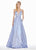 Ashley Lauren - 1336 Plunging V-Neck Pleated Ballgown In Blue