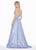 Ashley Lauren - 1336 Plunging V-Neck Pleated Ballgown In Blue