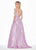 Ashley Lauren - 1336 Plunging V-Neck Pleated Ballgown In Purple
