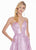 Ashley Lauren - 1336 Plunging V-Neck Pleated Ballgown In Purple