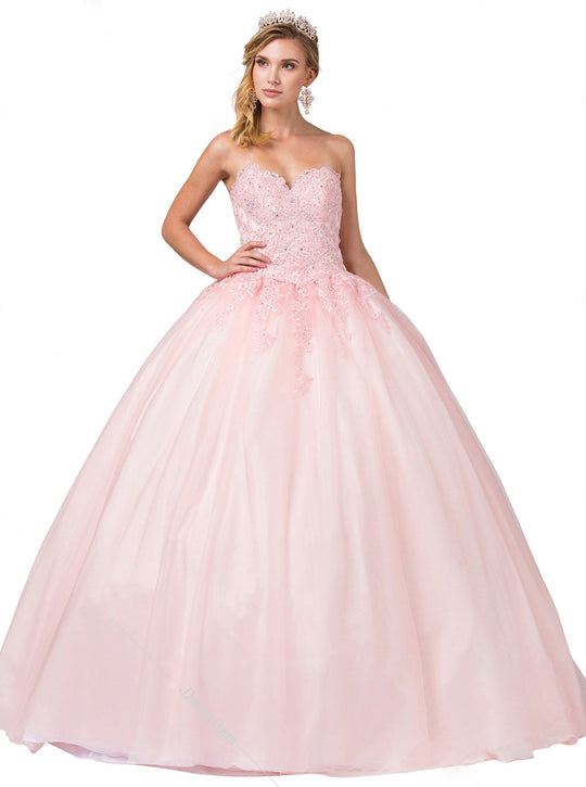 Dancing Queen - 1337 Lace Appliqued Sweetheart Bodice Ballgown In Pink